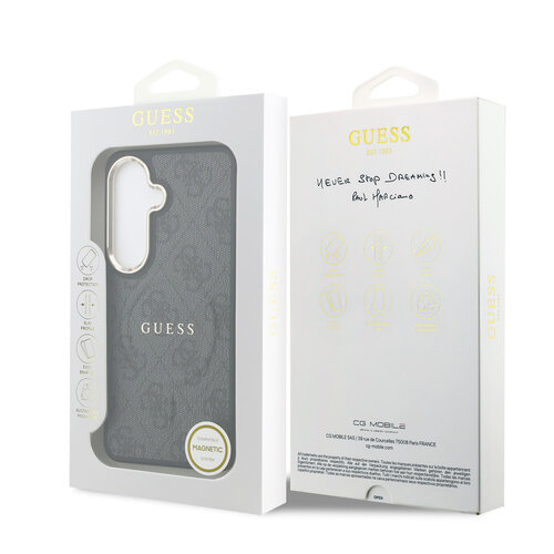 Guess Guess Samsung Galaxy S26 Plus Coque de protection similicuir PU motif 4G cadre doré magnétique - Noir