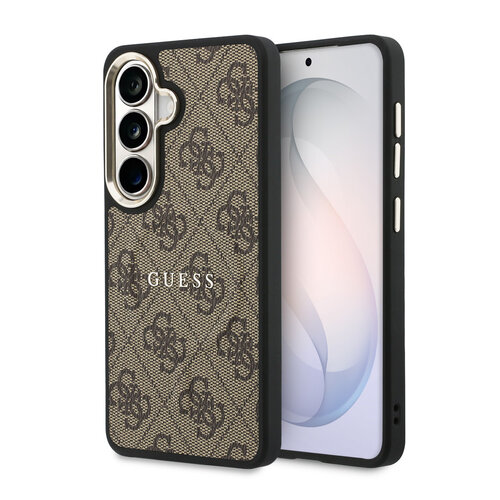 Guess Guess Samsung Galaxy S26 Plus Coque de protection similicuir PU motif 4G cadre doré magnétique - Marron