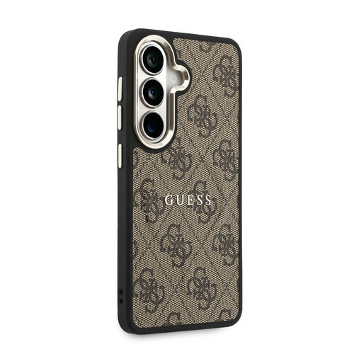 Guess Guess Samsung Galaxy S26 Plus Backcover hoesje PU-kunstleer 4G-patroon goudkleurige rand magnetisch - Bruin