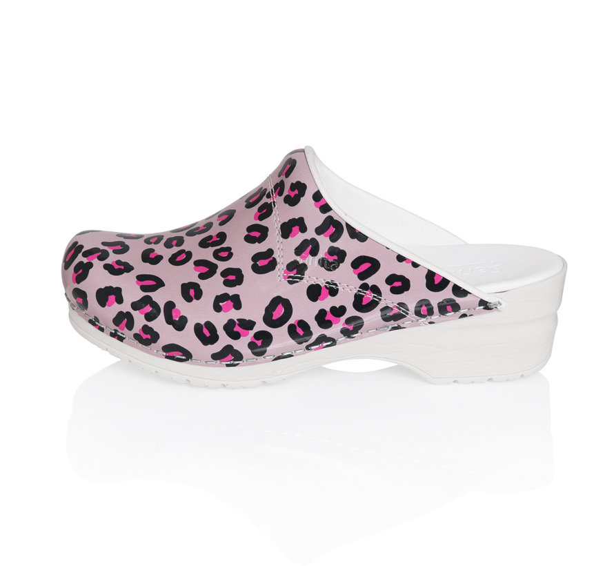 Sanita klompen Flex Wildlife Leopard roze nature model 314