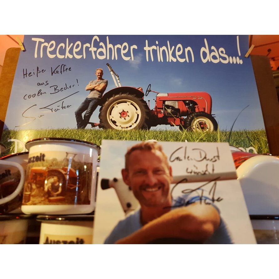 Emaillebecher ,,Treckerfahrer dürfen das!"