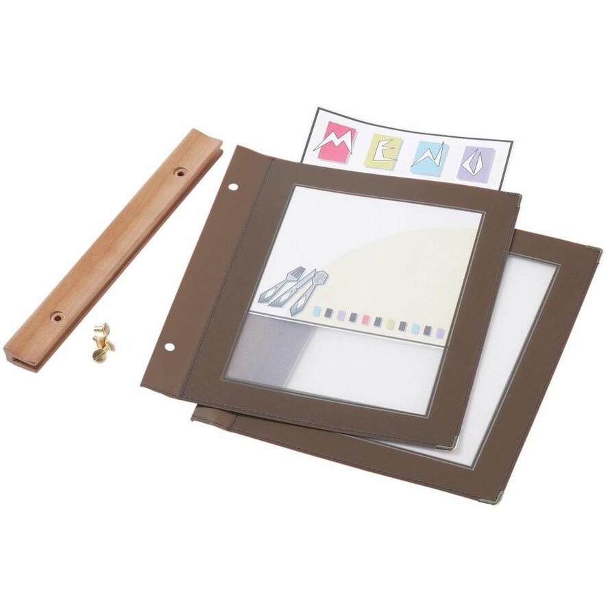 Speisenkarte mit Holzschiene braun