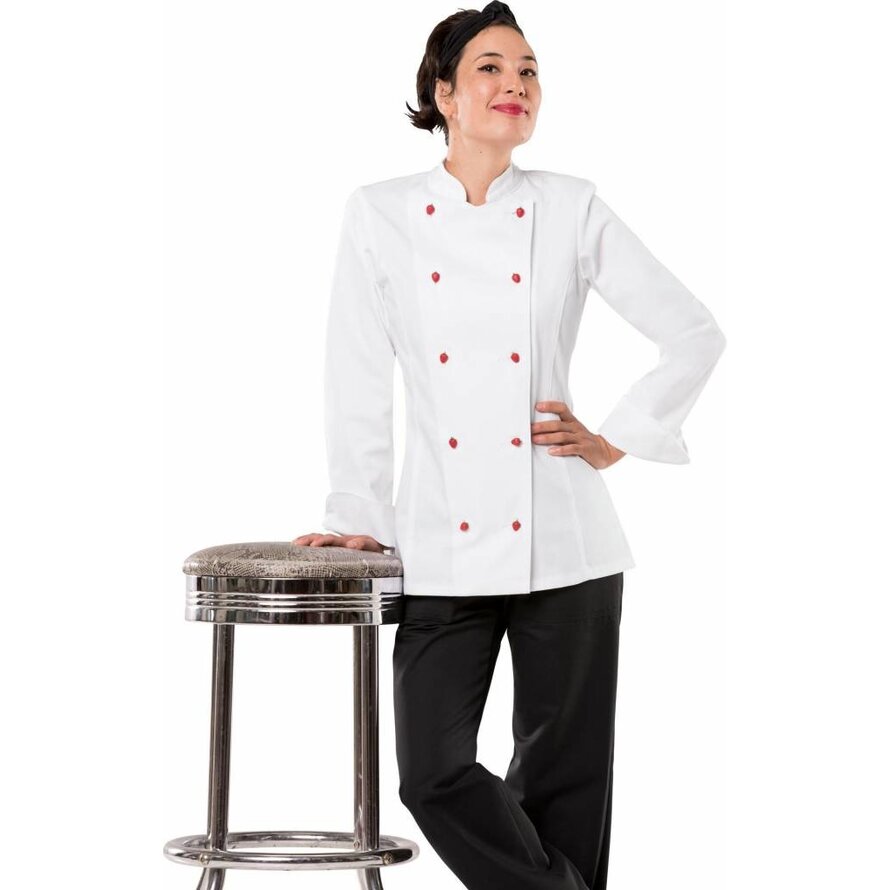 Kochjacke Damen, Kugelknöpfe, langarm Größe M