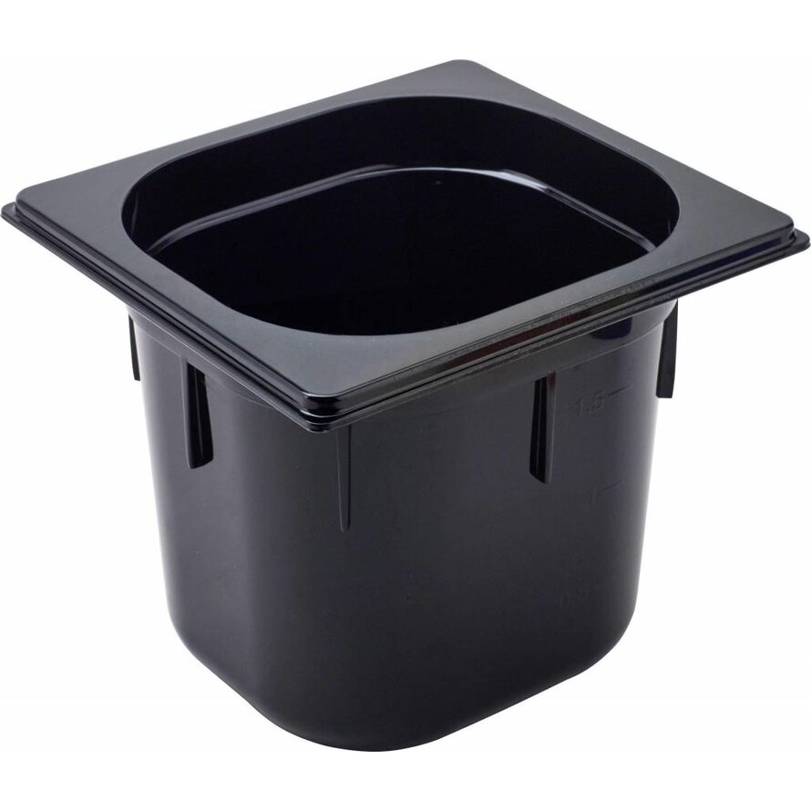 GN Behälter 1/6 Polycarbonat schwarz T: 150mm, 3,2L