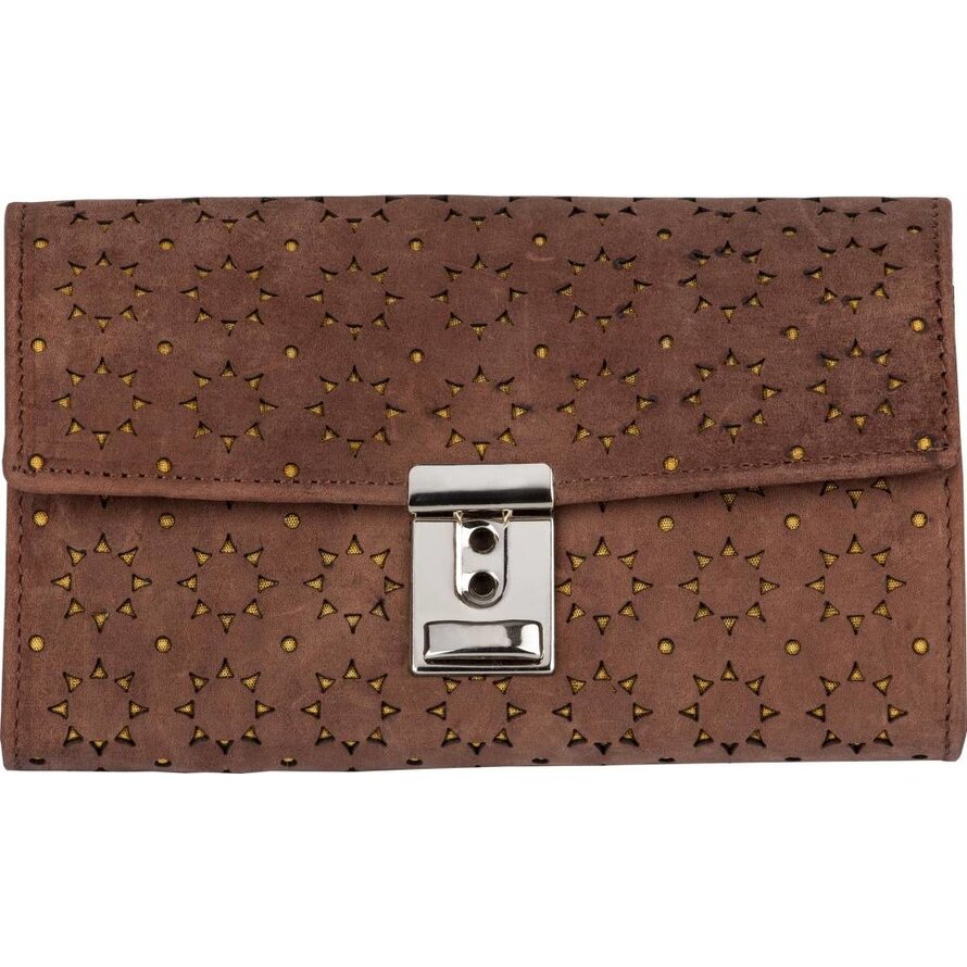 Kellnerbörse mit Motiv schoko, Motiv Sonne, Hintergrund goldgelb