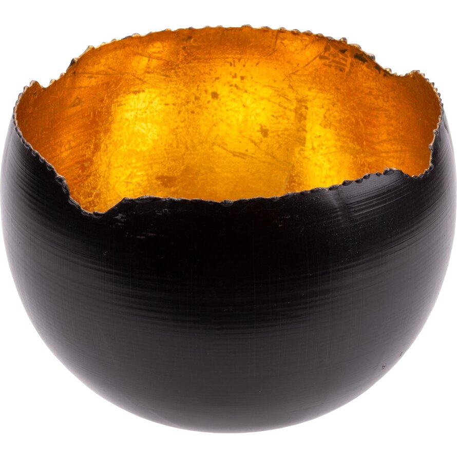 Teelichthalter schwarz/gold, rund Ø 18cm