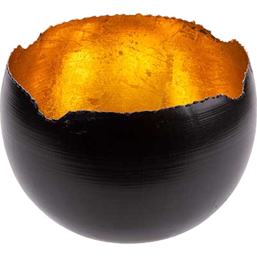 Teelichthalter schwarz/gold, rund Ø 6cm