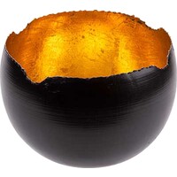 Teelichthalter schwarz/gold, rund Ø 6cm (1)
