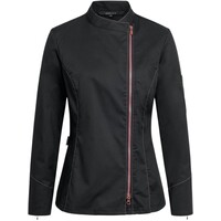 Kochjacke Damen, Kontrast-RV pink, langarm, schwarz Gr. XL (1)