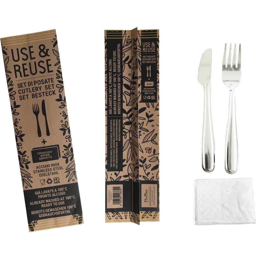 Mehrweg-Besteck "Use & Reuse" Set 3tlg. Edelstahl 18/0
