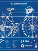 VINTAGE POSTER - Blauwdruk Fiets (70x50cm)