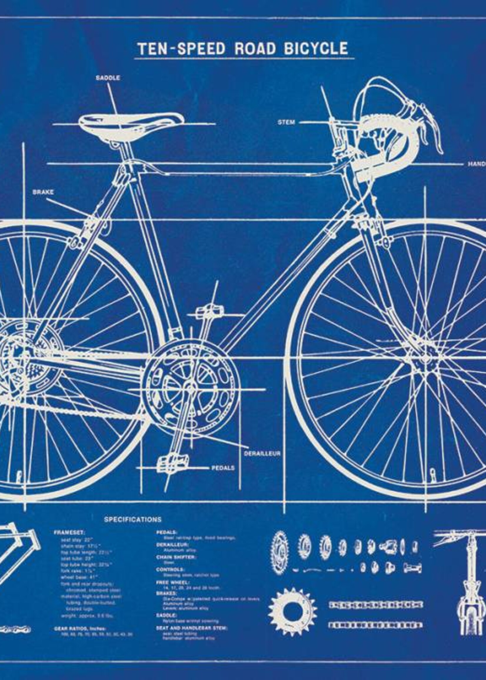 VINTAGE POSTER - Blueprint Bicycle  (70x50cm)
