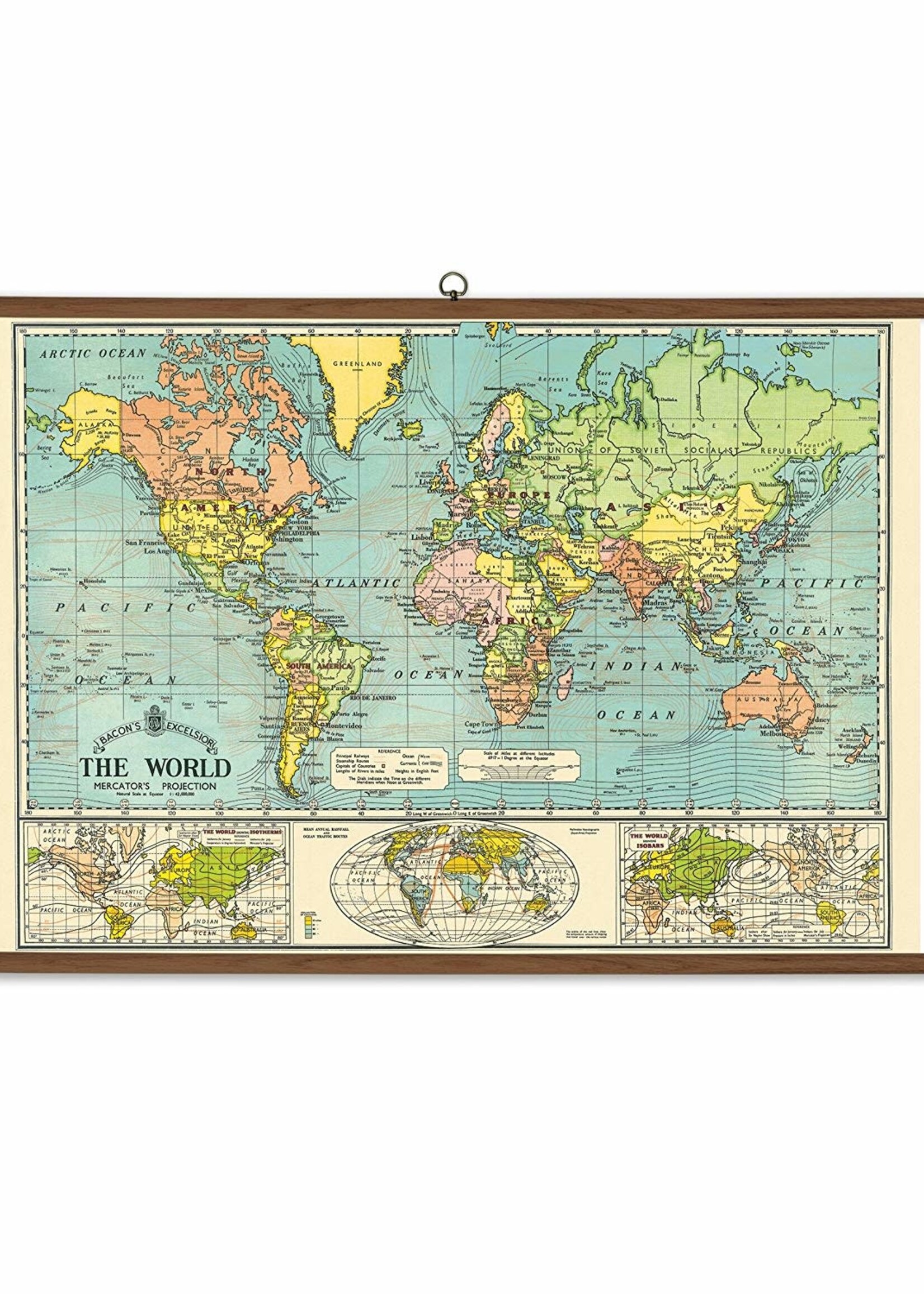 VINTAGE SCHOOLPLAAT - Wereldkaart (70x100cm)
