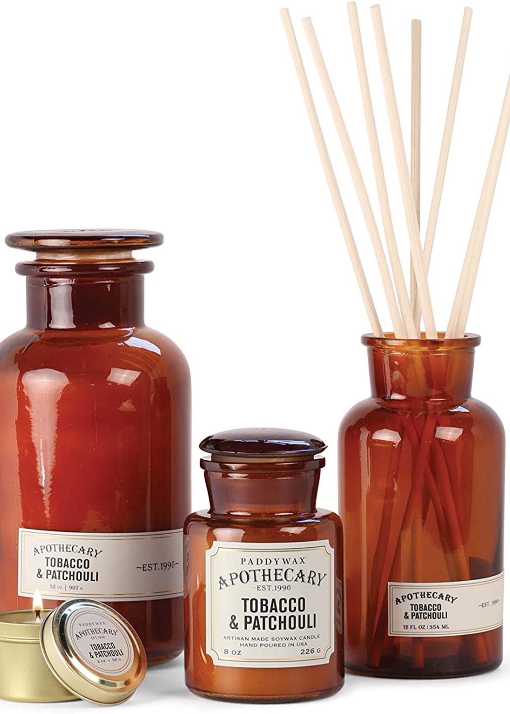 PADDYWAX APOTHECARY - Glazen Kaars - Tobacco & Patchouli