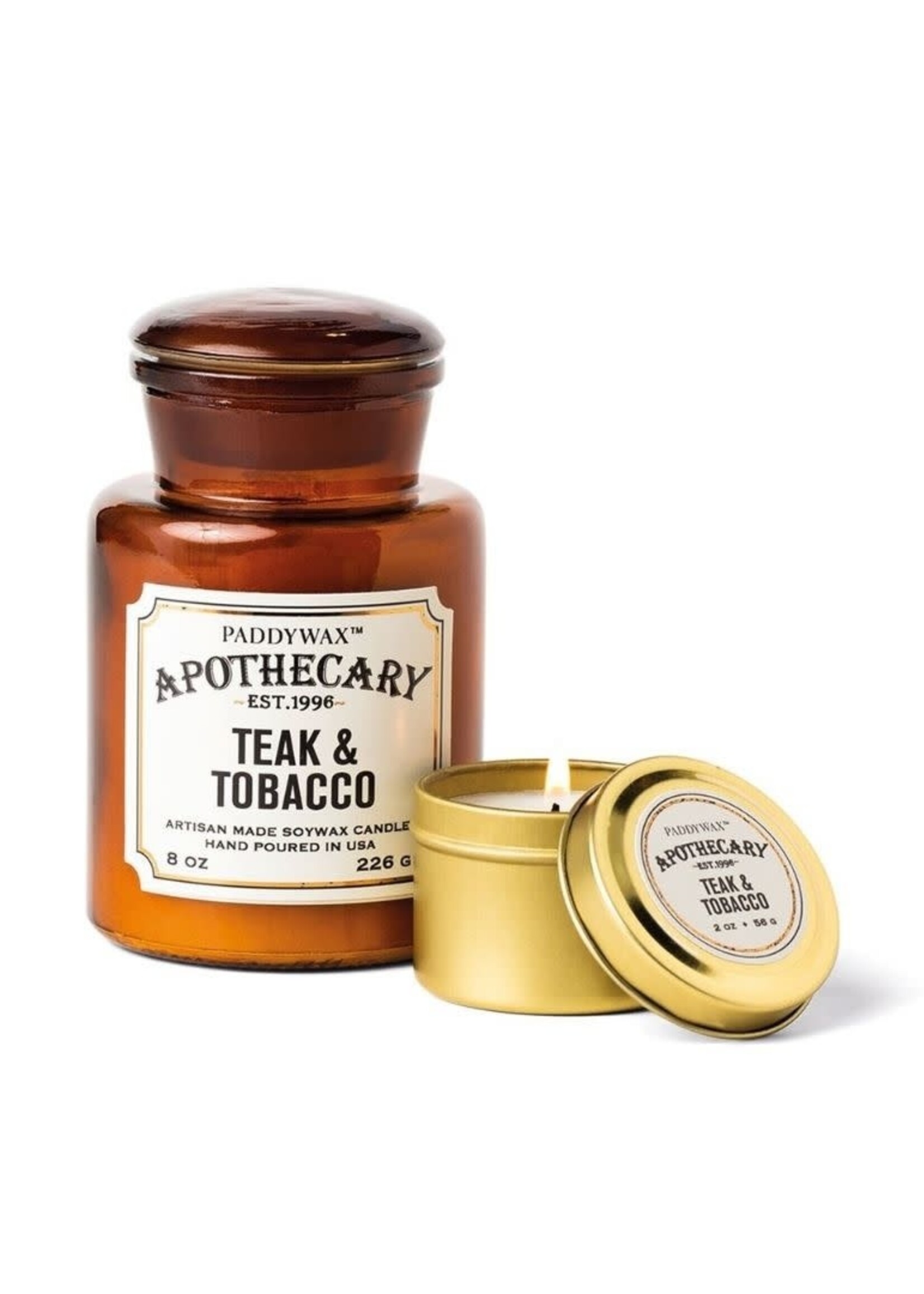 PADDYWAX APOTHECARY - Glazen kaars - Tabak & Teak MEDIUM - 226 g