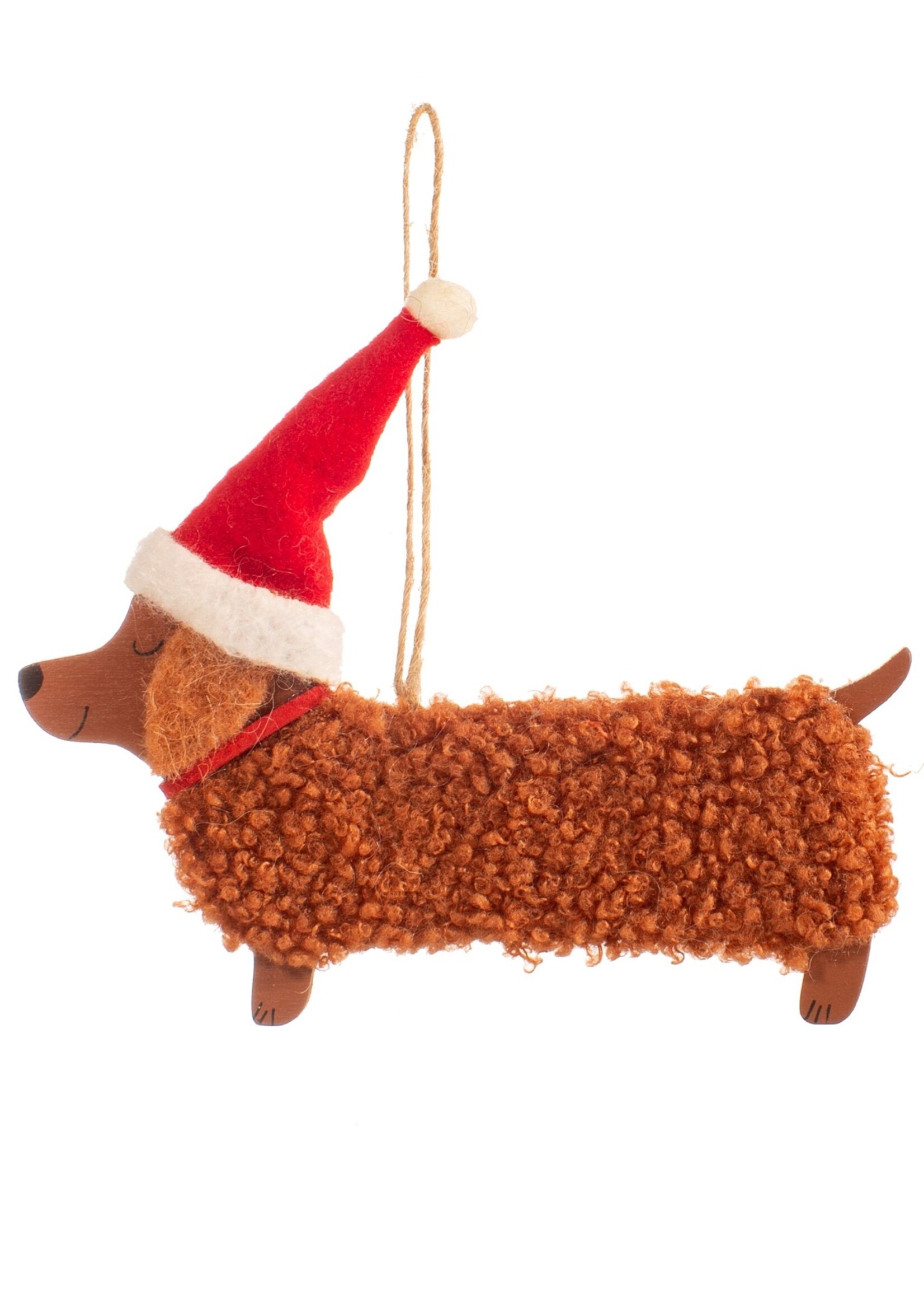 Sass & Belle KERSTBAL VILT - Feestelijke teckel