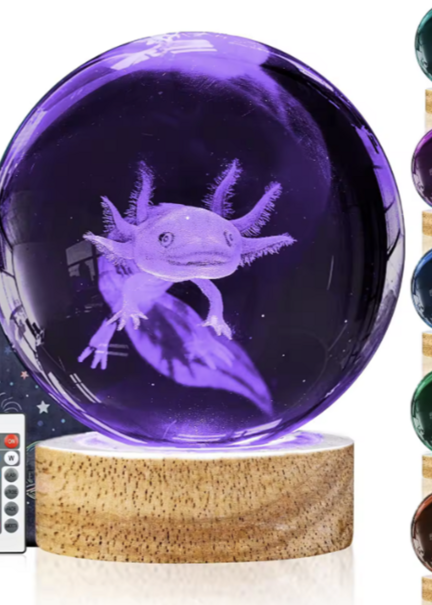 Animaux Spéciaux  Lampe Sphère Cristal Axolotl