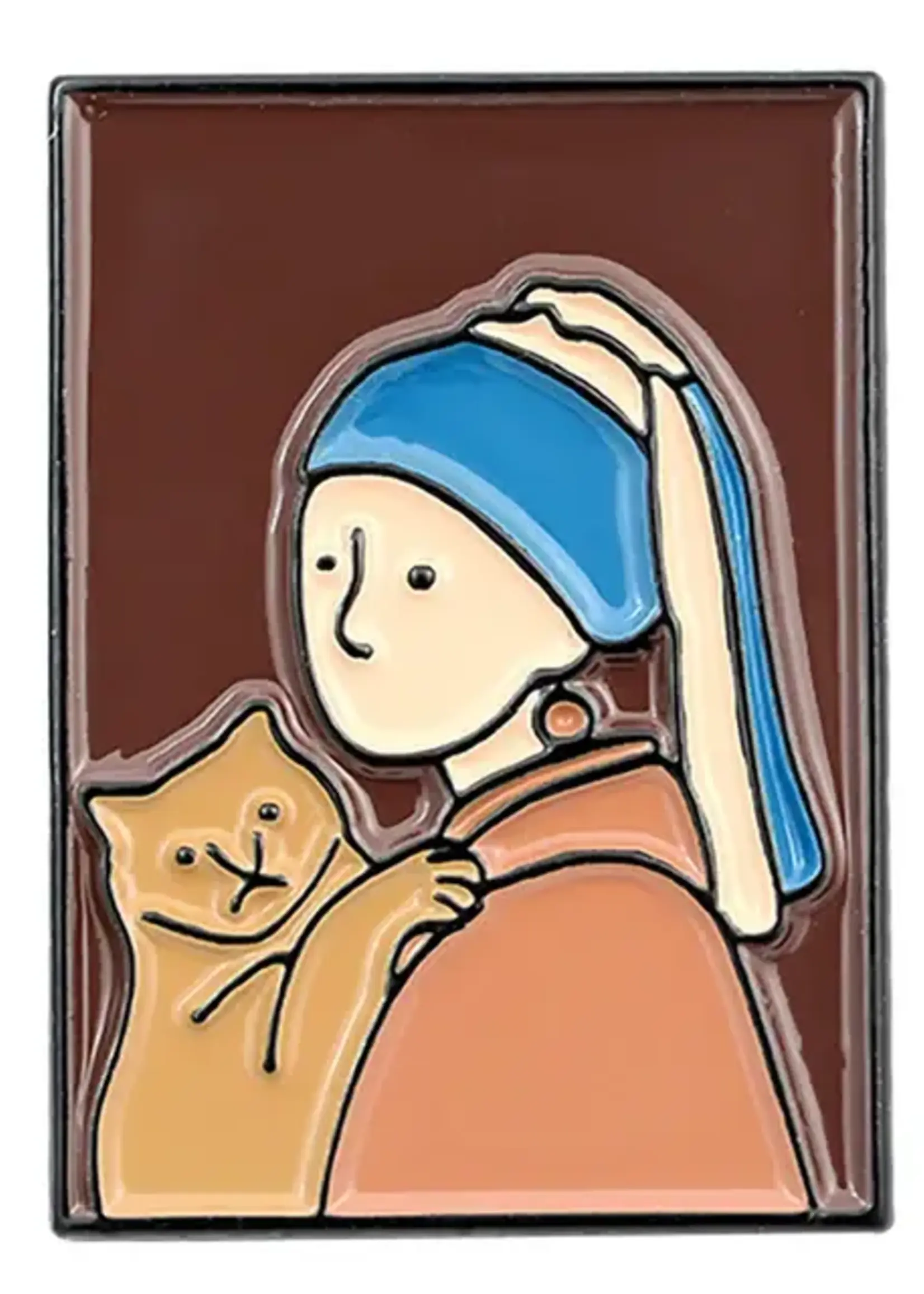 Animaux Spéciaux ENAMEL PIN - Girl with a Pearl Earring and her cat