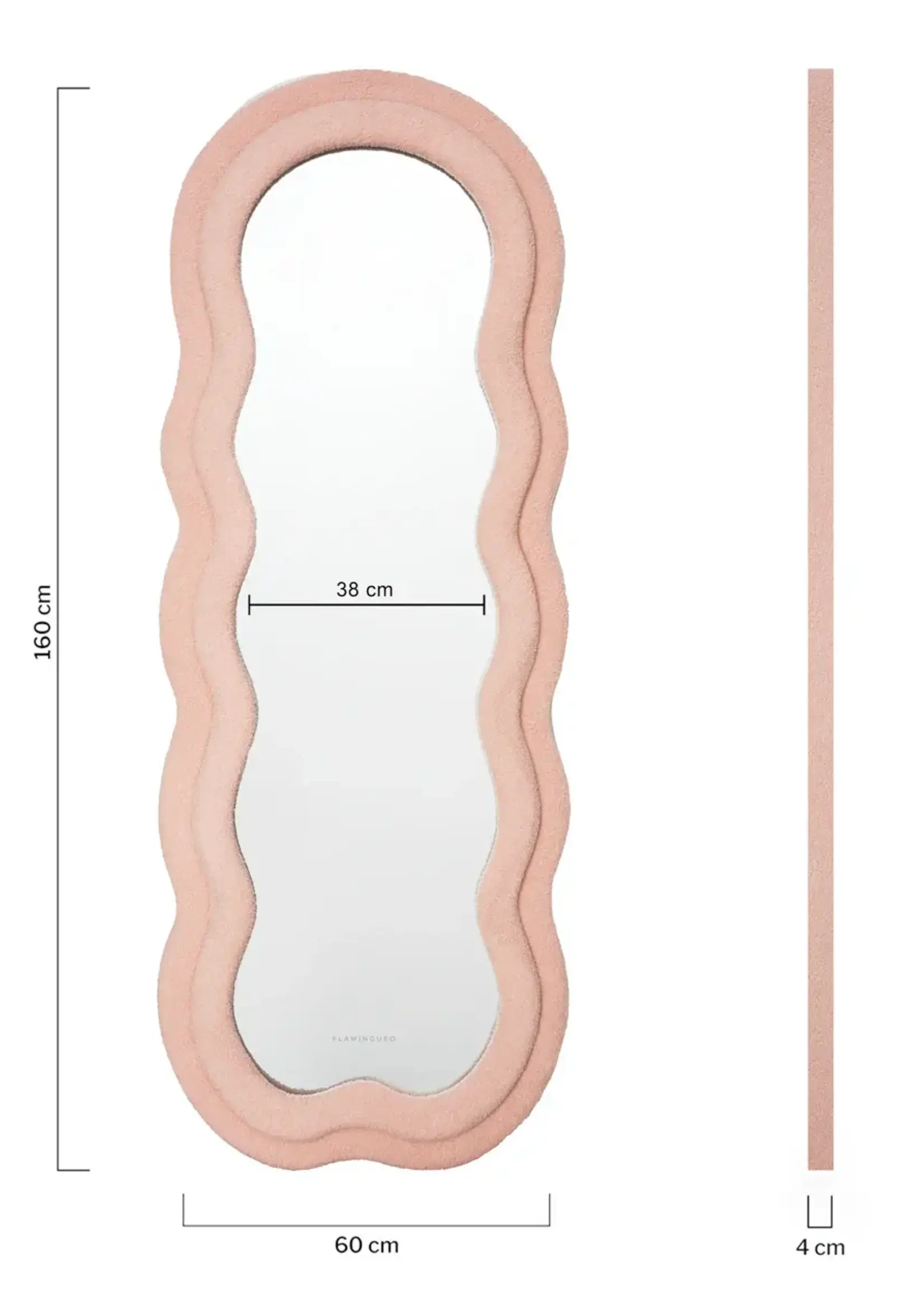 Flamingueo CHARLOTTE - Miroir ondulé, cadre en polaire