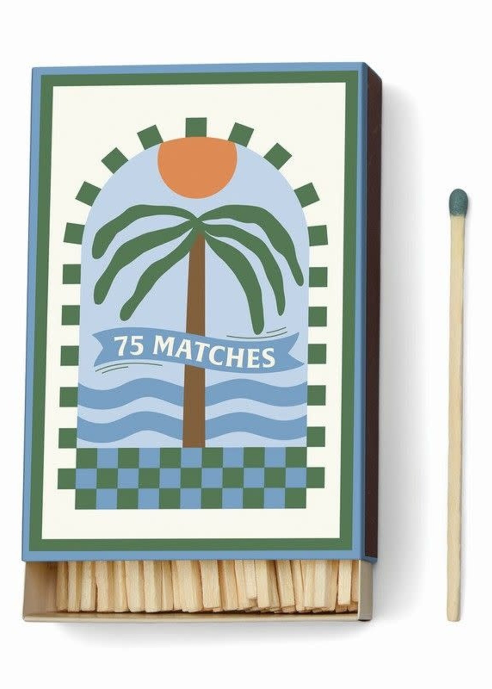PADDYWAX A DOPO - Lucifers  ''Palmboom'' Donkergroen - 75 lucifers (9,6 CM)
