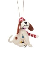 Boule de Noël - Suspension Chien en Feutre avec Lumières Féeriques