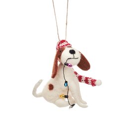Sass & Belle Boule de Noël - Suspension Chien en Feutre avec Lumières Féeriques