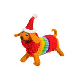 Sass & Belle KERST - Vilten Teckel met Regenboogtrui