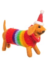 Sass & Belle KERST - Vilten Teckel met Regenboogtrui