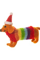 Sass & Belle KERST - Vilten Teckel met Regenboogtrui