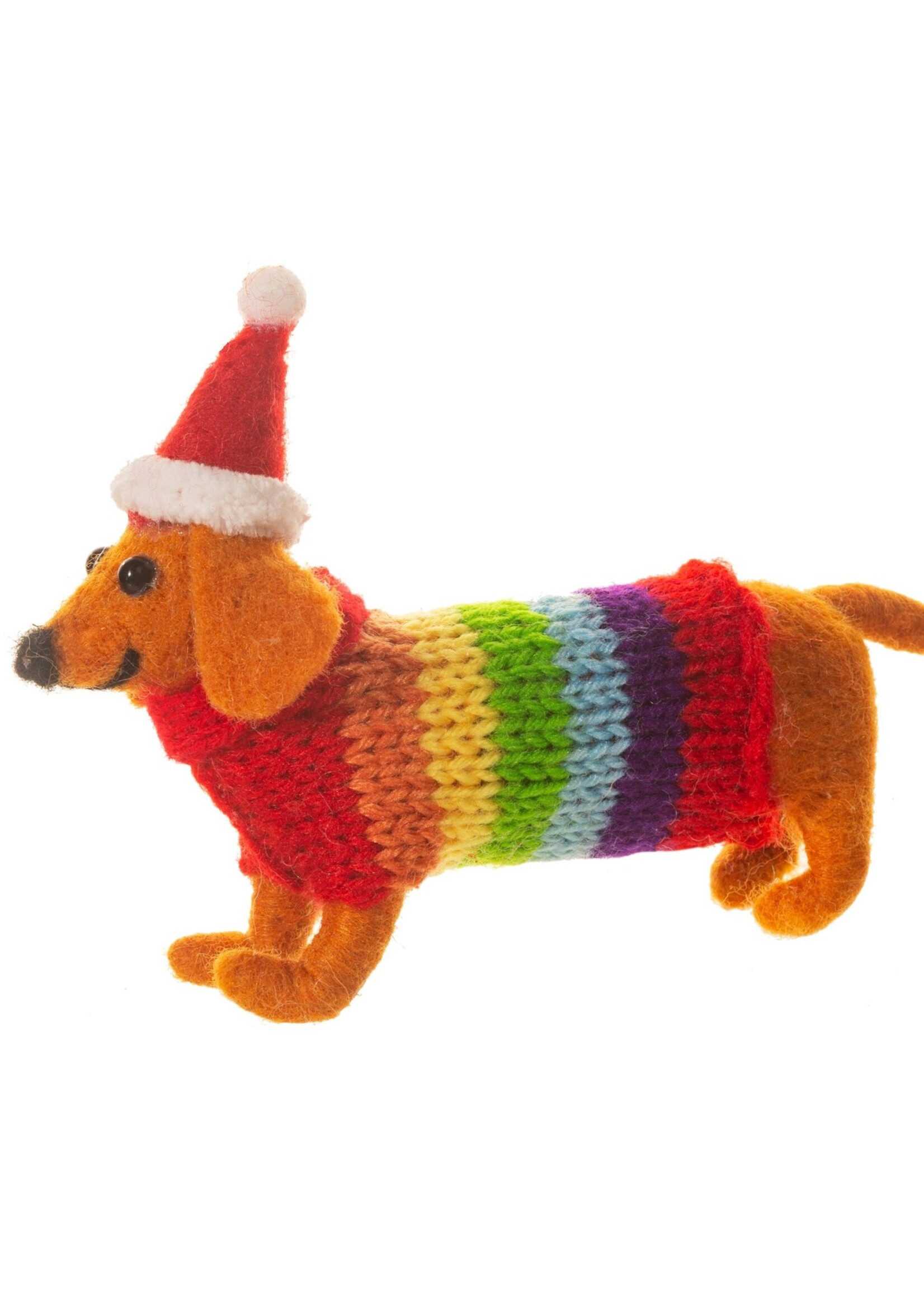 CHRISTMAS - Felt Dachshund with Rainbow Sweater