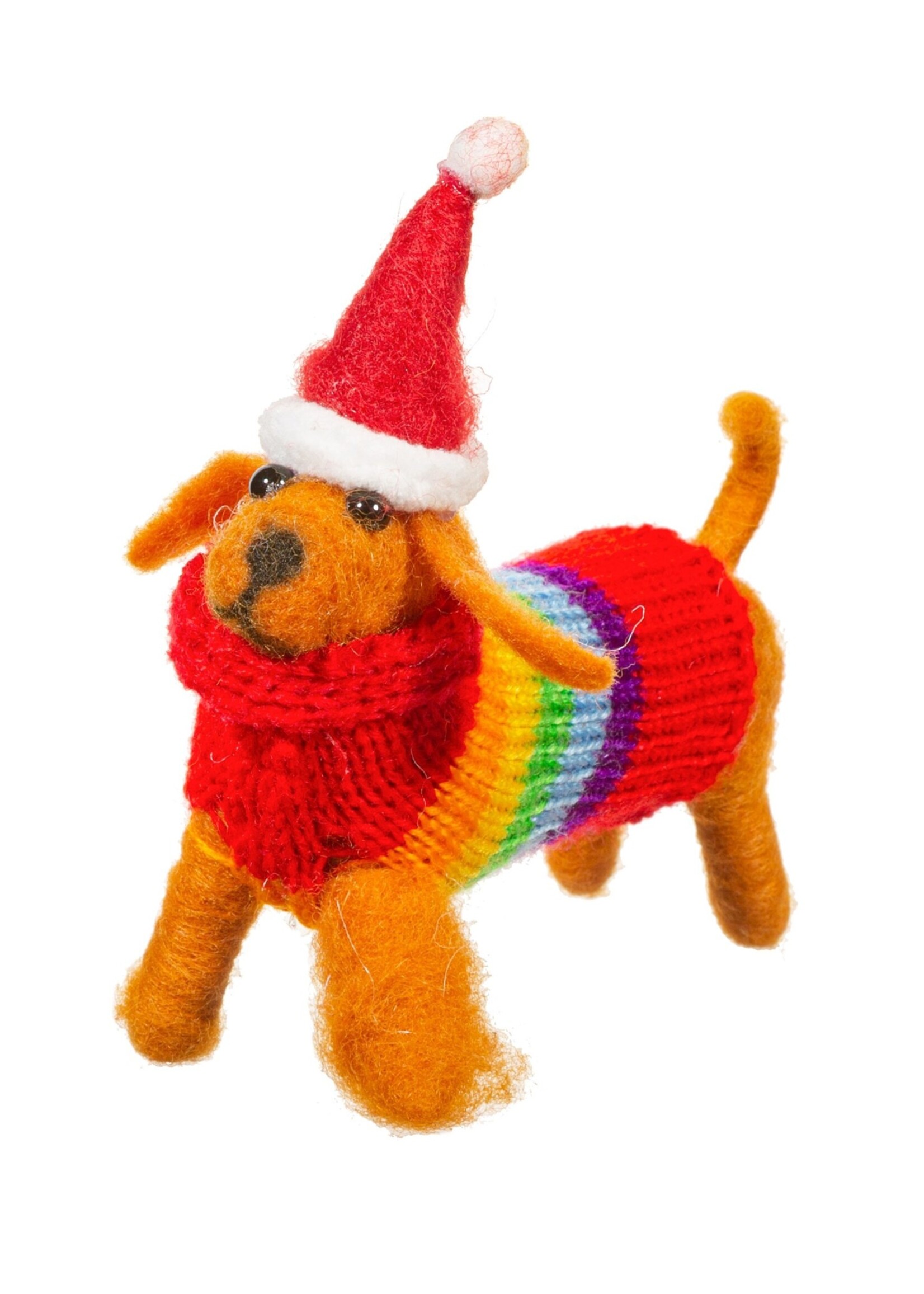 CHRISTMAS - Felt Dachshund with Rainbow Sweater