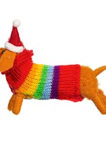 Sass & Belle KERST - Vilten Teckel met Regenboogtrui