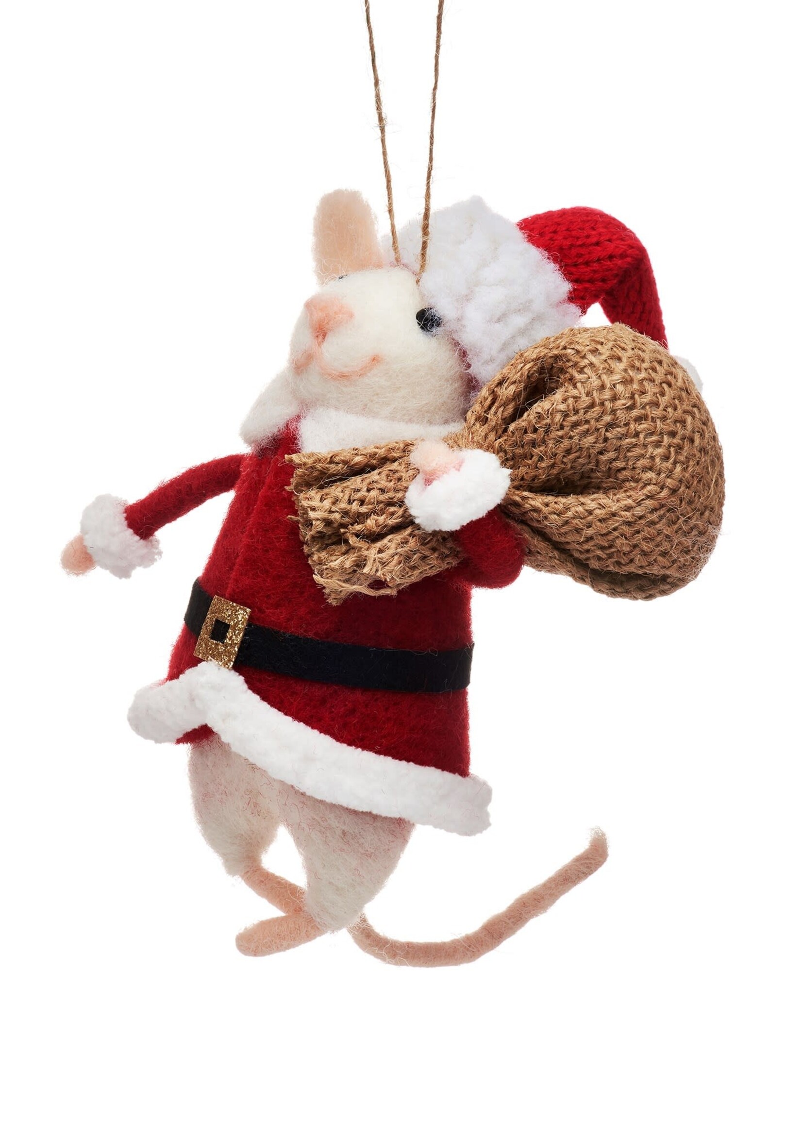 Sass & Belle Boule de Noël - Souris Père Noël en Feutre