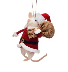 Sass & Belle Boule de Noël - Souris Père Noël en Feutre