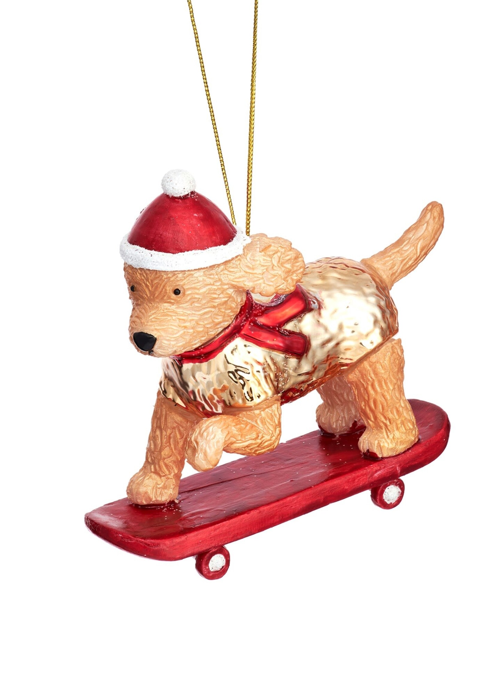 KERSTBAL - Skateboardende Cockapoo-vormige Kerstbal