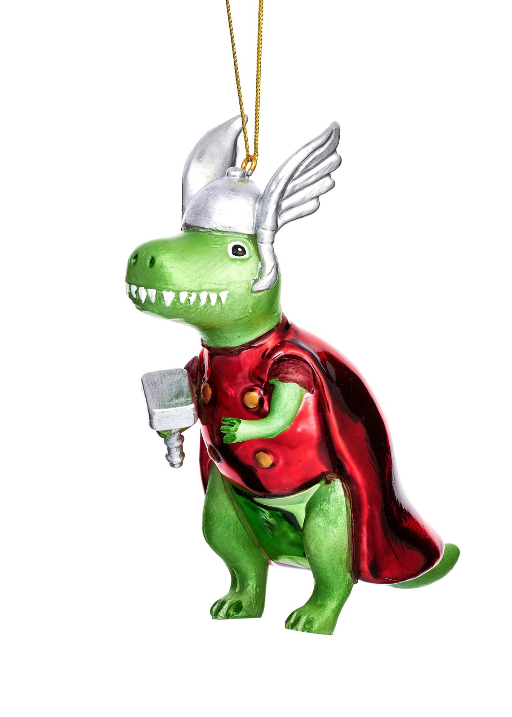 BOULE DE NOEL - T-Rex Thor en forme de marteau