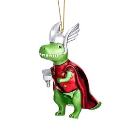 Sass & Belle CHRISTMAS ORNAMENT- T-Rex Thor with Hammer-shaped