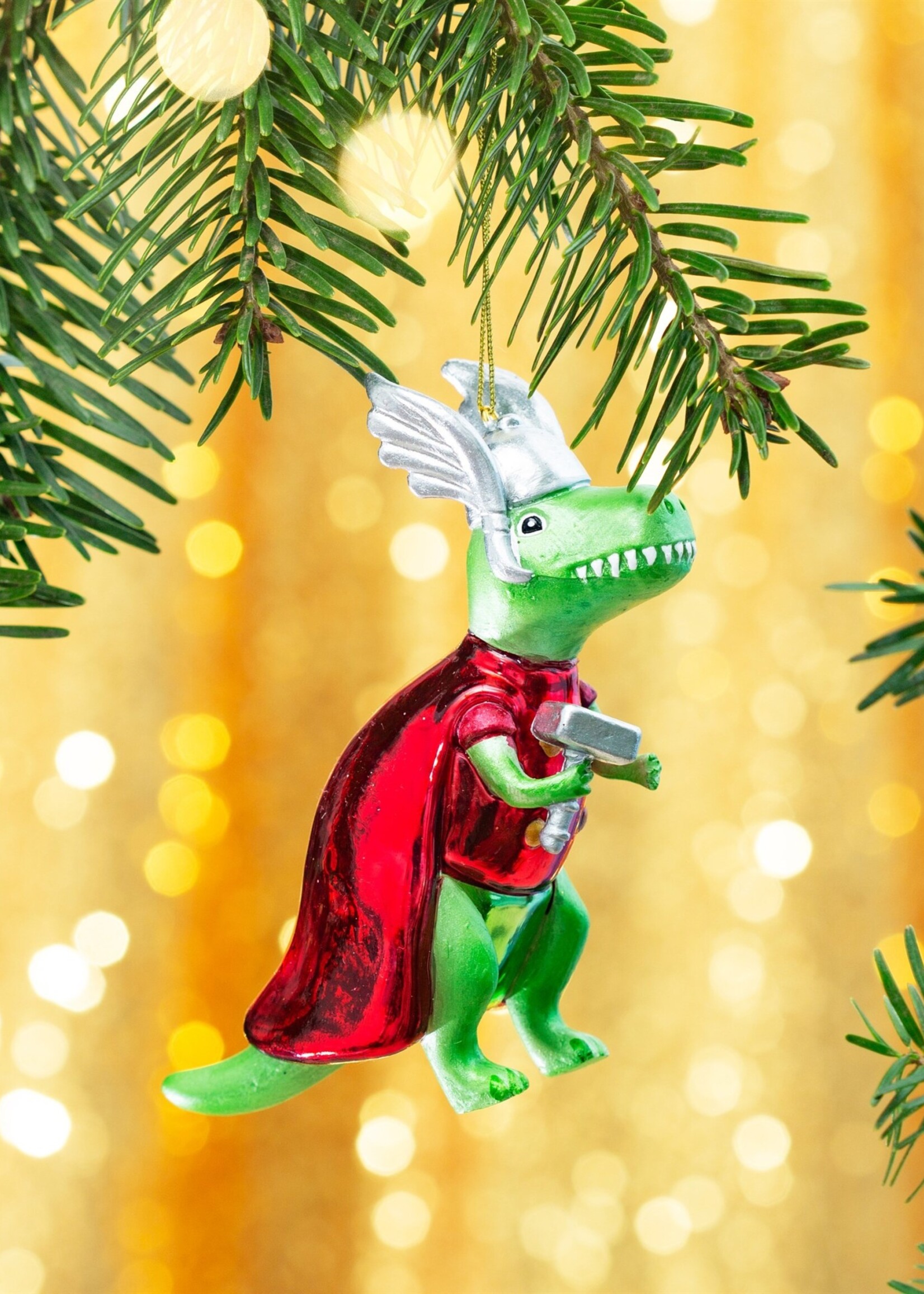Christmas Ornament - T-Rex Thor with Hammer-shaped