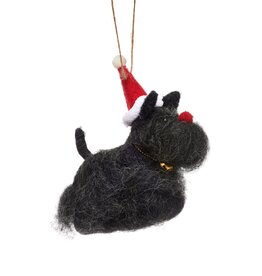 Sass & Belle FELT HANGING DECORATION - Red-Nosed Scottish Terrier