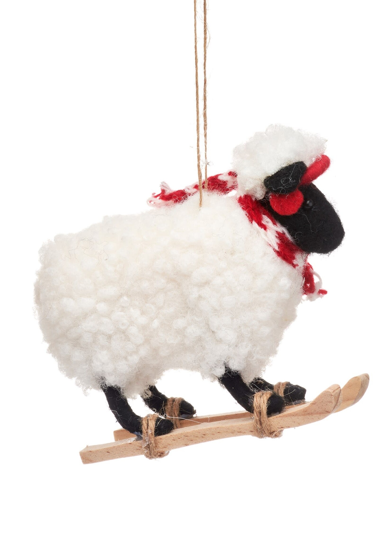 Sass & Belle VILTEN HANGDECORATIE - Schaap op ski's