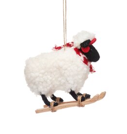 Sass & Belle FELT HANGING DECORATION - Sheep on Skis