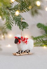 Sass & Belle FELT HANGING DECORATION - Sheep on Skis