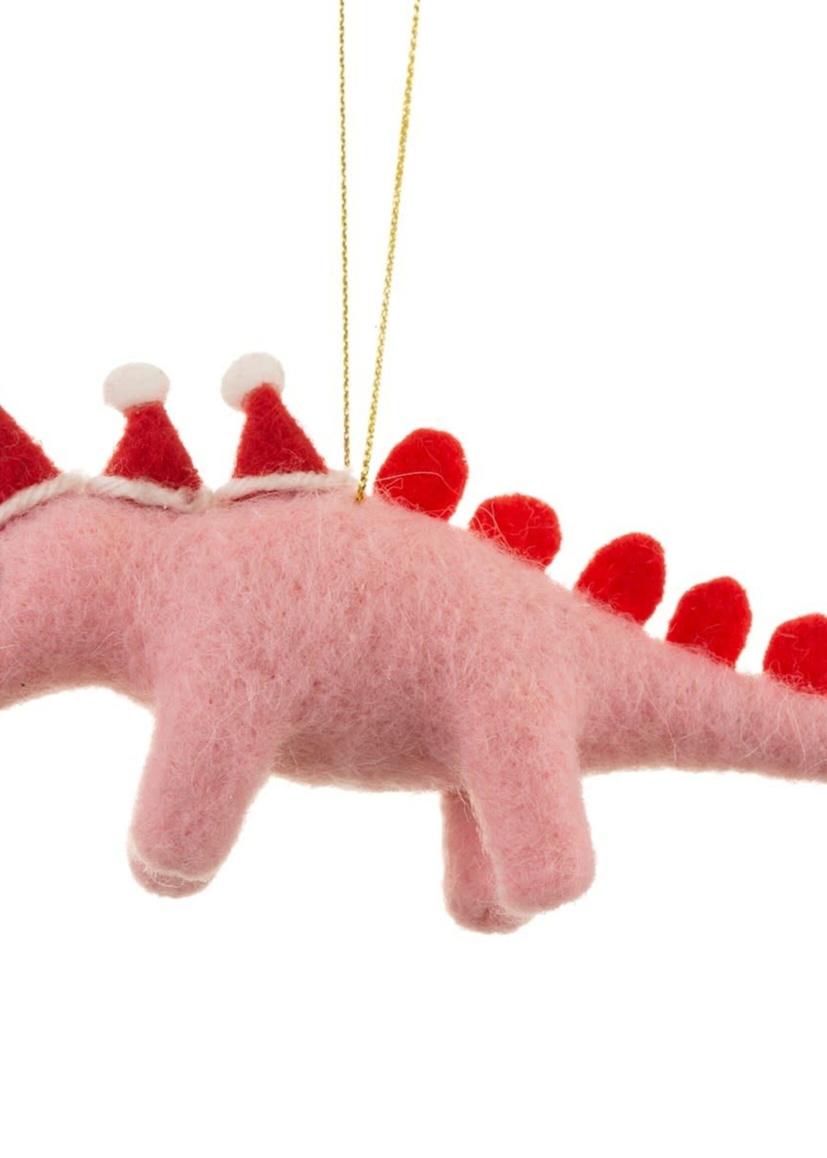 Sass & Belle VILTEN HANGDECORATIE - Dinosaurus met kerstmuts