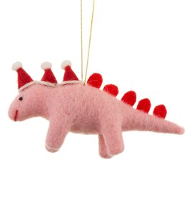Sass & Belle FELT HANGING DECORATION - Dinosaur with Santa Hat
