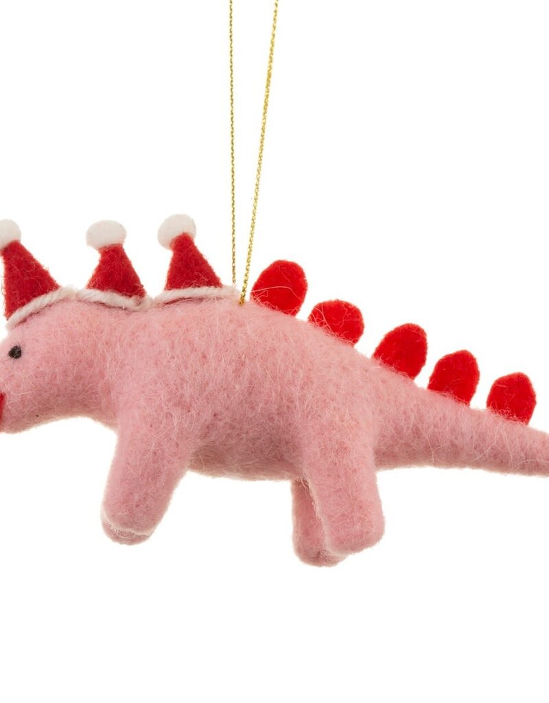Sass & Belle FELT HANGING DECORATION - Dinosaur with Santa Hat