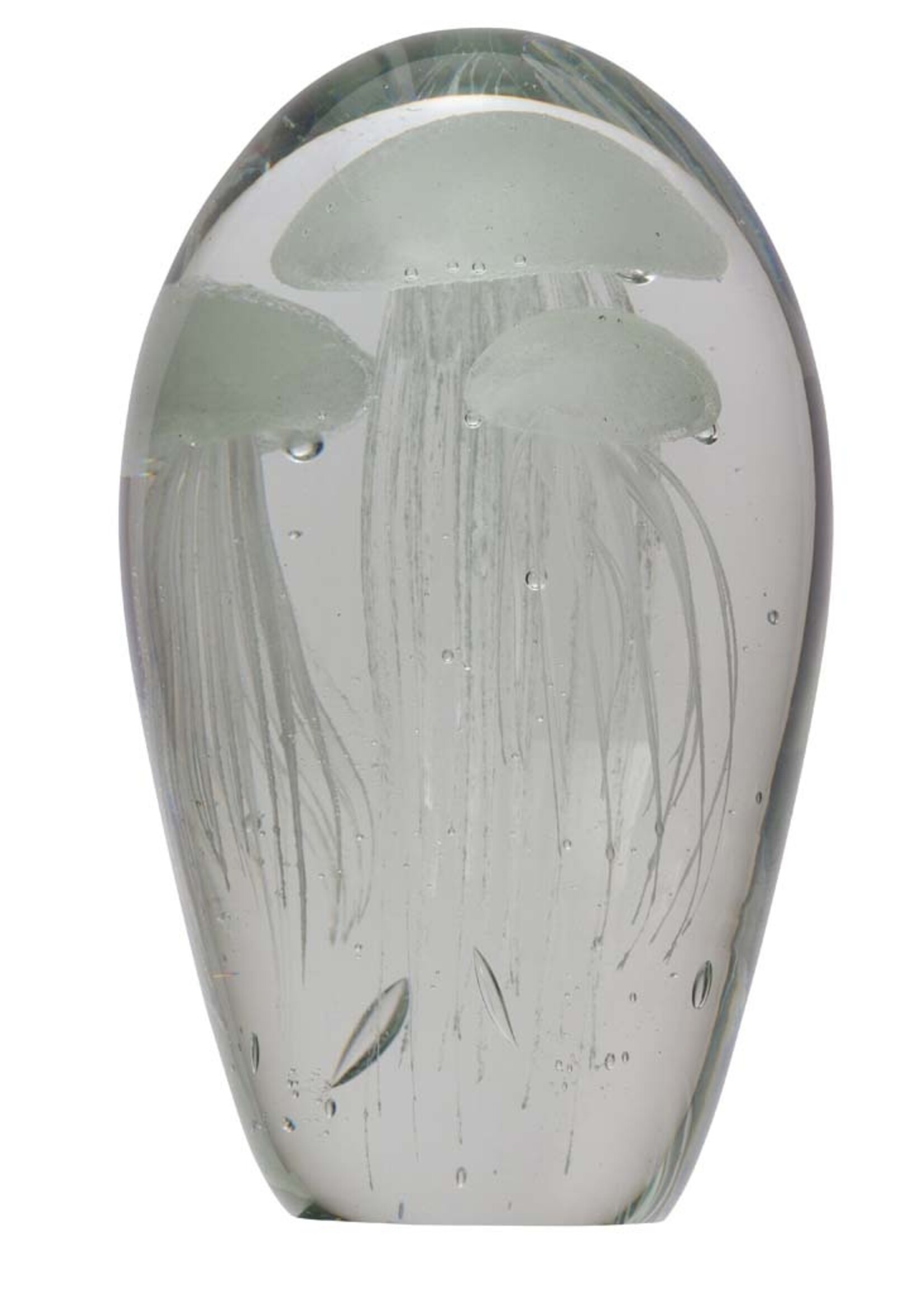 Animaux Spéciaux PAPERWEIGHT - THREE WHITE JELLYFISH IN GLASS H12.5cm