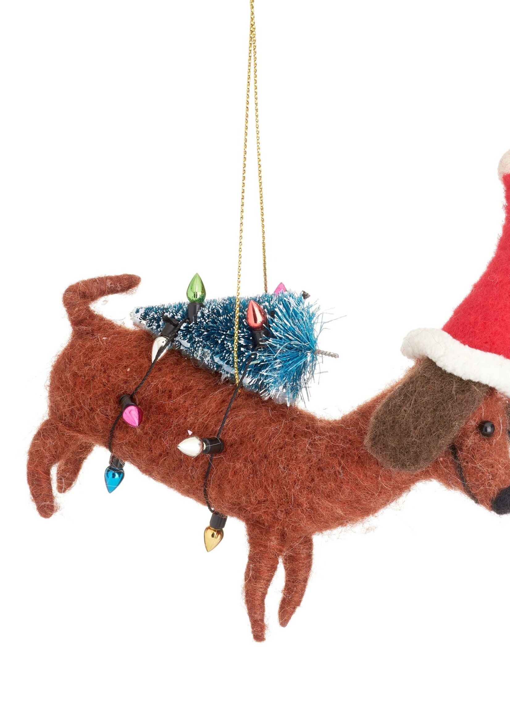 KERSTBAL VILT - Teckel met kerstboom & verlichting