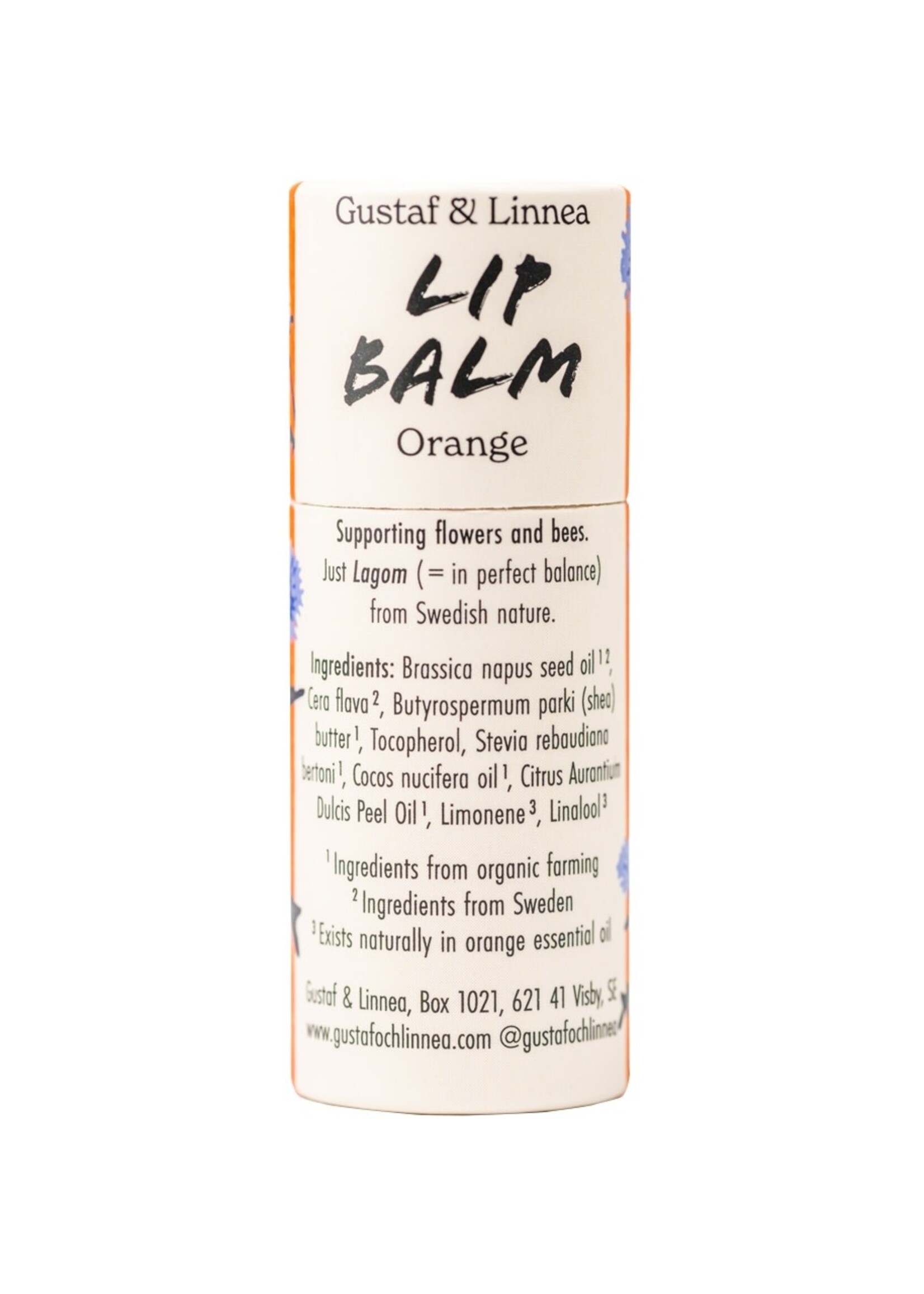 Gustaf och Linnea Lip balm - Orange - in paper packaging