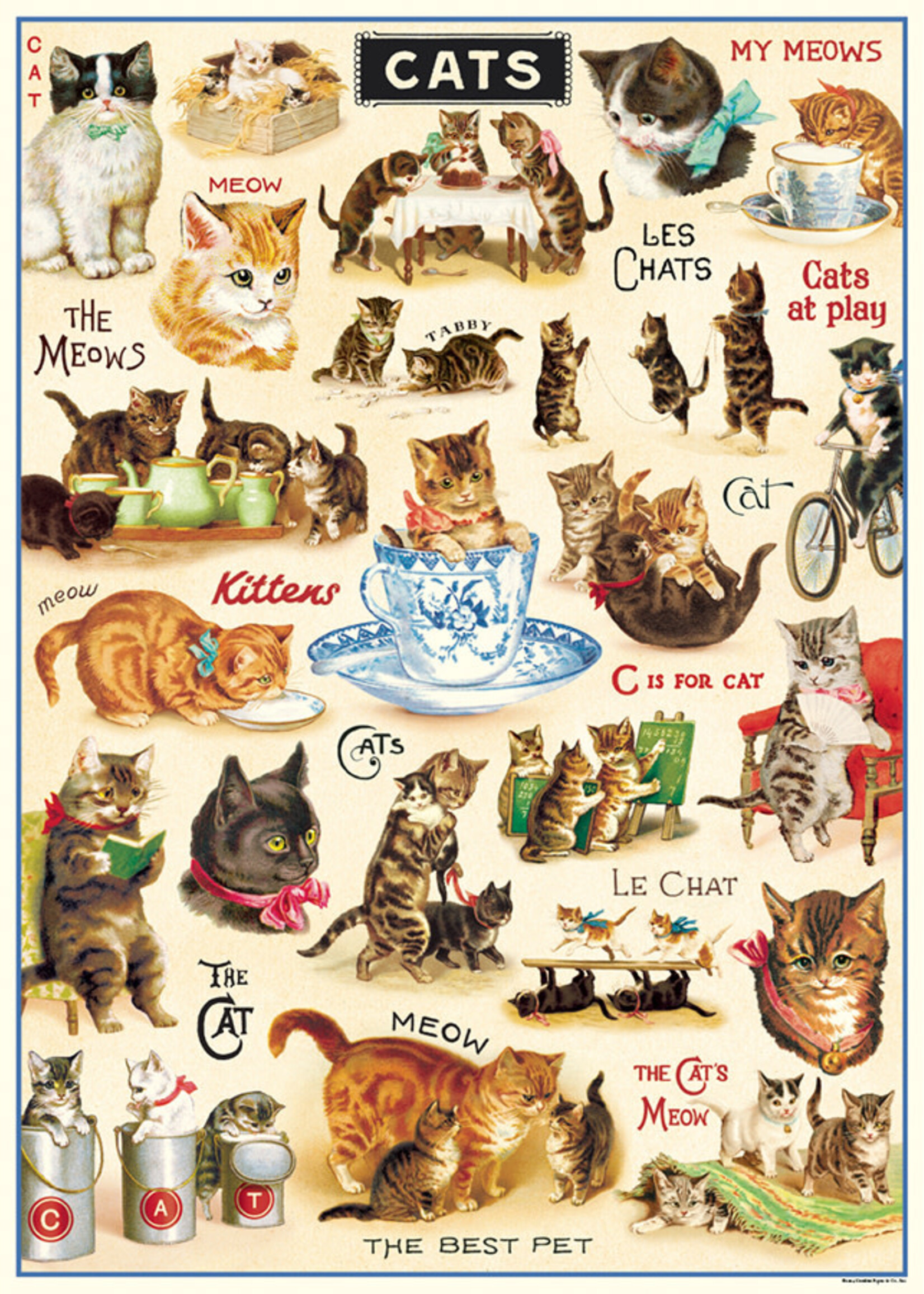 Vintage poster met katten – nostalgische kattenillustraties