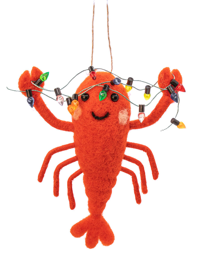 Sass & Belle BOULE DE NOËL EN FEUTRE – Homard avec guirlande